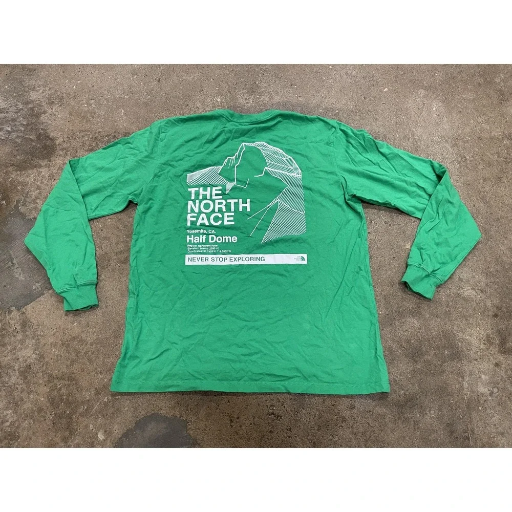 The North Face Long Sleeve Shirt Mens Medium Green‎ Yosemite Half Dome Graphic
